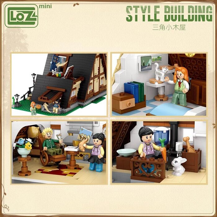 LOZ Mini Blocks - Triangle Cabin Building Bricks Set 40 x 28 x 9.5cm