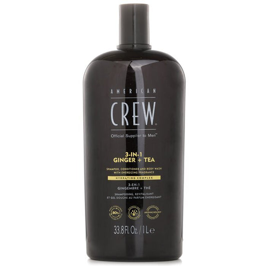 American Crew 3-in-1 Ginger + Tea Shampoo, Conditoner And Body Wash 1000ml