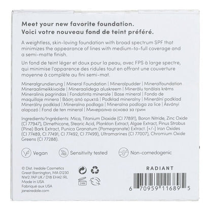 Jane Iredale PurePressed Base Mineral Foundation Refill SPF 20 - Radiant 9.9g