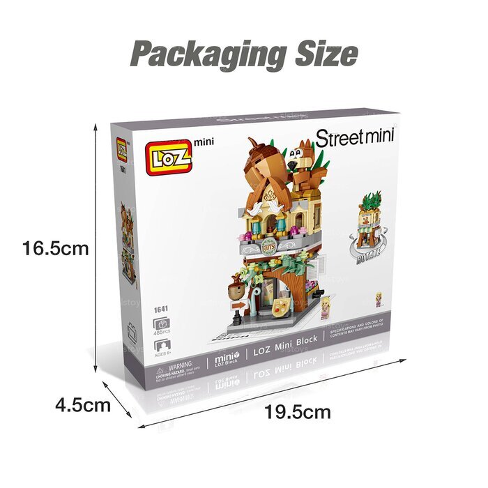 LOZ Street Series - Squirrel Nut Shop Building Bricks Set 19.5x16.5x4.5cm