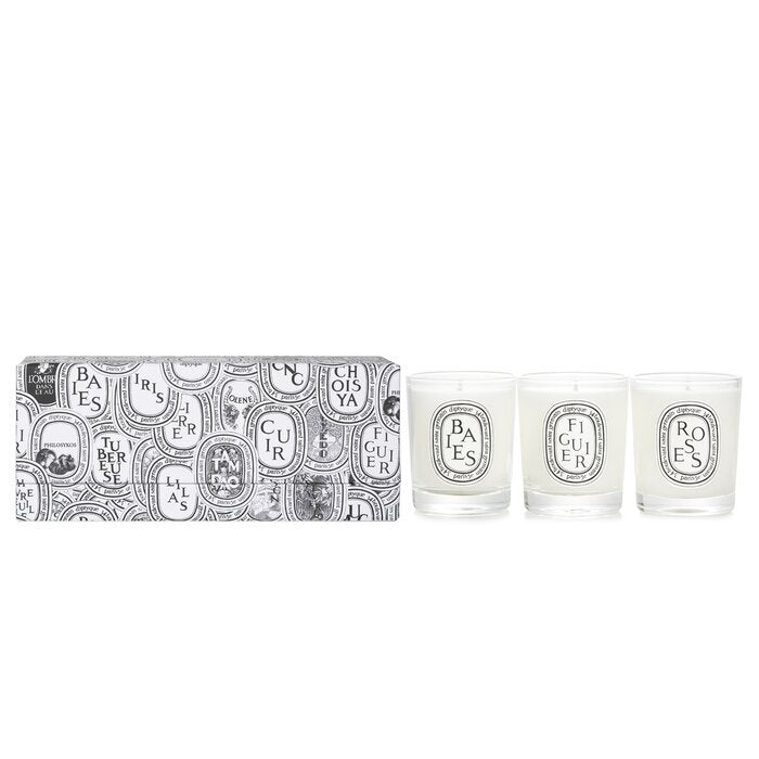 Diptyque Scented Mini Candle Discovery Set: Baies, Figuier, Roses 70g x3pcs