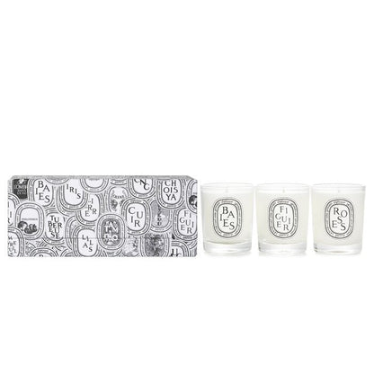Diptyque Scented Mini Candle Discovery Set: Baies, Figuier, Roses 70g x3pcs