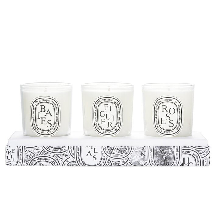 Diptyque Scented Mini Candle Discovery Set: Baies, Figuier, Roses 70g x3pcs