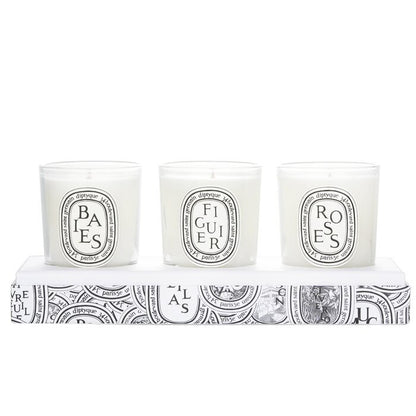 Diptyque Scented Mini Candle Discovery Set: Baies, Figuier, Roses 70g x3pcs