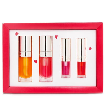 Clarins Lip Comfort Oil Coffret: Lip Oil - 01 7ml+Lip Oil - 04 7ml+Lip Oil - 02 1.4ml+Lip Oil - 08 1.4ml 4pcs